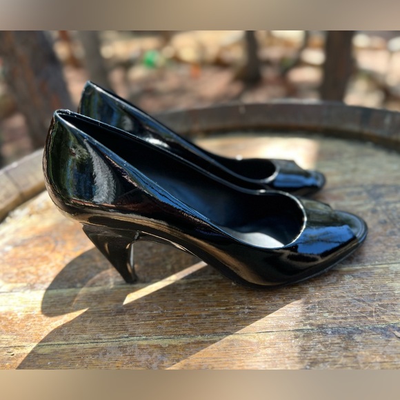 INC Gabriella Black Patent Leather peep toe 3" heels size 9.5 M - Picture 5 of 8